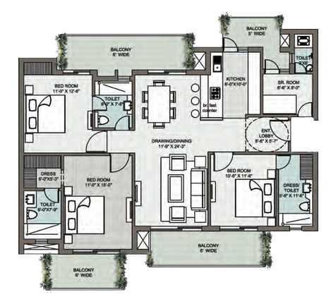 3BHK | 2215  sq.ft.