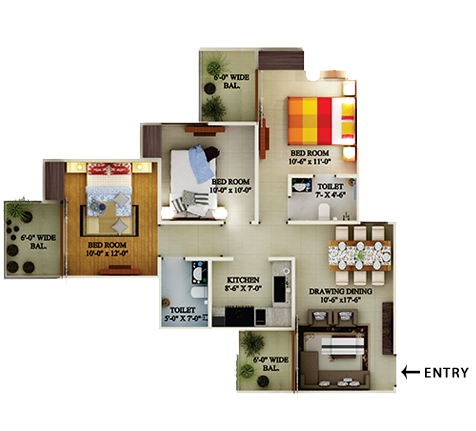 3BHK | 1267 sq.ft.