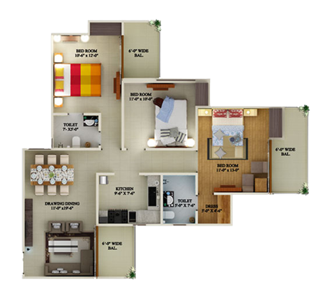 3BHK | 1464 sq.ft.