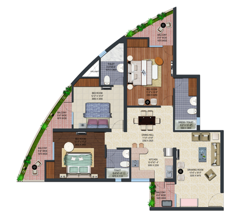 3BHK | 1725 sq.ft.