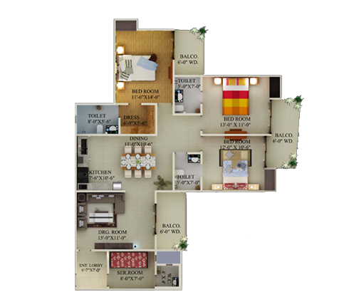 3BHK | 1906 sq.ft.