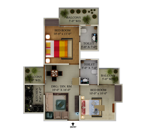 2BHK | 890  sq.ft.