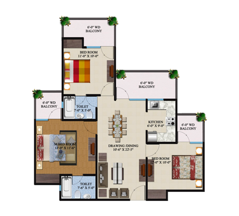 BHK | 1375  sq.ft.