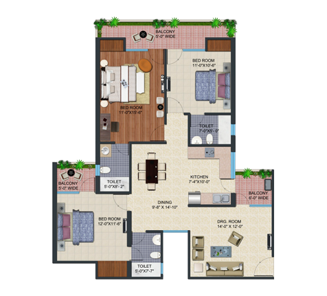 3BHK | 1718  sq.ft.