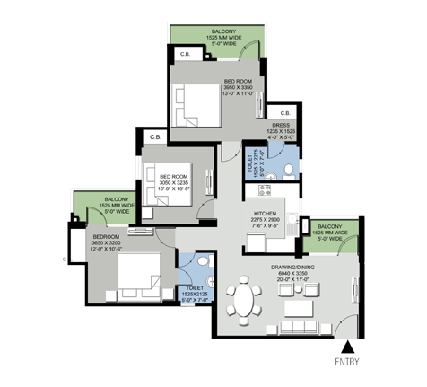 3BHK | 1459  sq.ft.