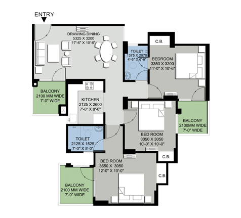 3BHK | 1255  sq.ft.