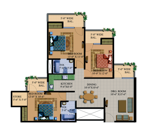 3BHK | 1505 sq.ft.