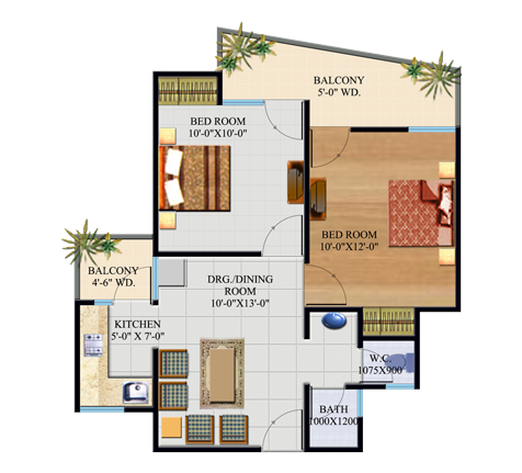 2BHK | 780  sq.ft.