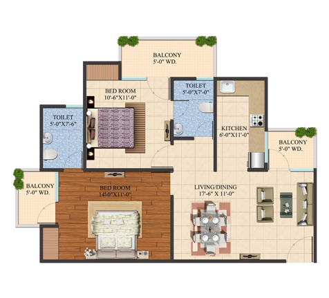 2BHK | 1080 sq.ft.