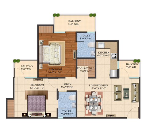 2BHK | 1095 sq.ft.