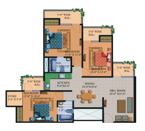 3BHK | 1505  sq.ft.